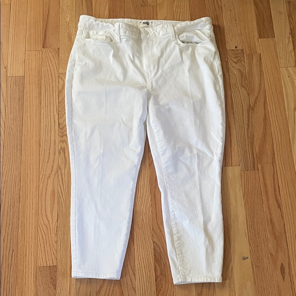PAIGE Jeans Womens 34 White Hoxton Crop Straight Leg High Rise Casual Minimalist